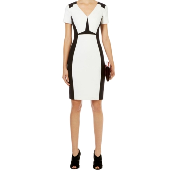 Karen Millen Colorblock Dress | Cream & Black | Size US 6 | Bodycon - Picture 1 of 10